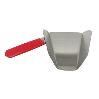 stainless steel popcorn scoop with red handle