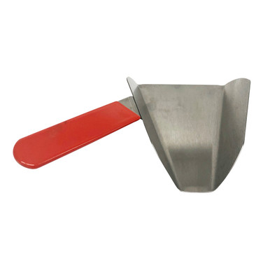 stainless steel popcorn scoop with red handle