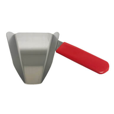 stainless steel popcorn scoop with red handle