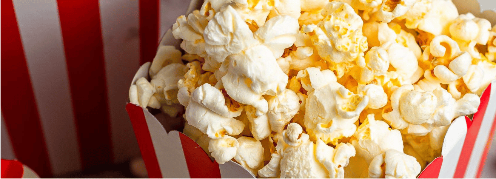 Close up of popcorn in a box