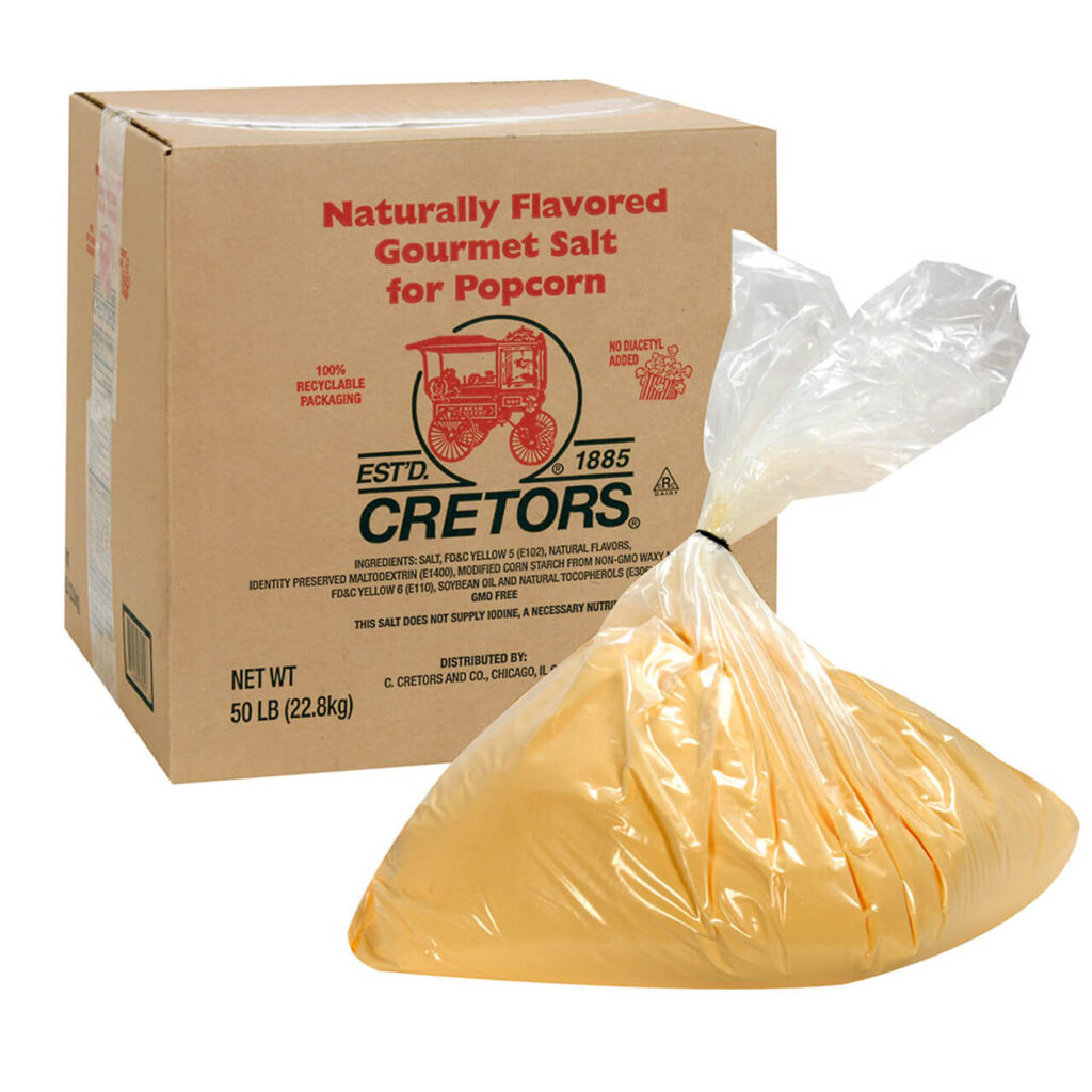 50 lb. bag Cretors Original Butter Flavored Popcorn Salt