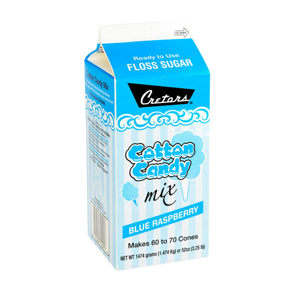 Cotton Candy Floss - Blue Raspberry 6 units 3.25 lb each/case for agritourism concessions