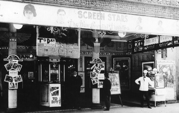 Movie madness black and white photo.