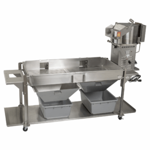 48oz/60oz. Twin Gas Thunder Kettle Pedestal Poppers on 6 Foot Sifting Table (shown with single popper)