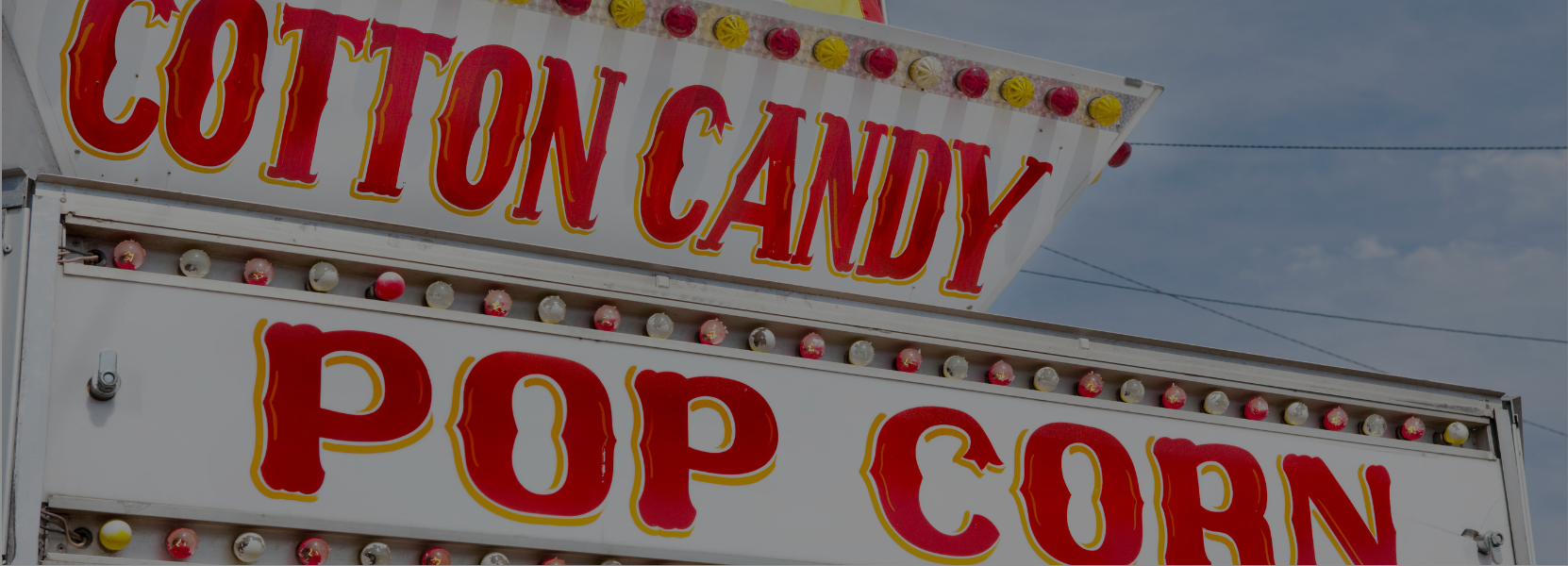 festival concession equipment signage for cotton candy and popcorn