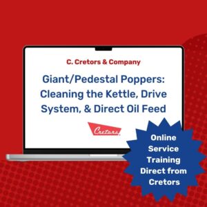 Giant/Pedestal Poppers - Cleaning Kettle, Drive System, & Direct Oil Feed